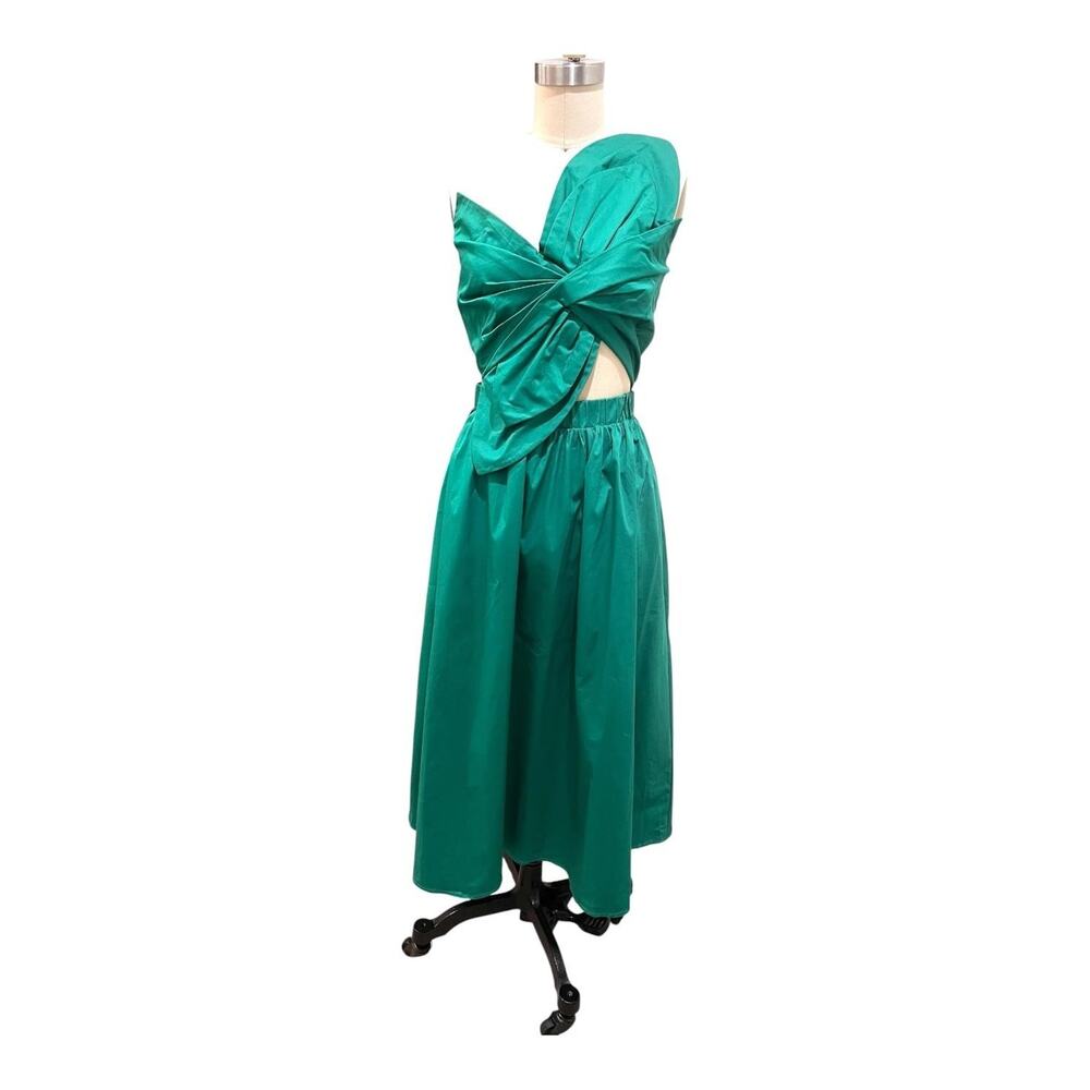 Strut & Bolt Dress Womens Small Emerald Green One Shoulder Cutout Midi Sundress